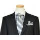 Bertolini Black With Silver Grey Pinstripes Wool & Silk Blend Super 140'S Suit 68804